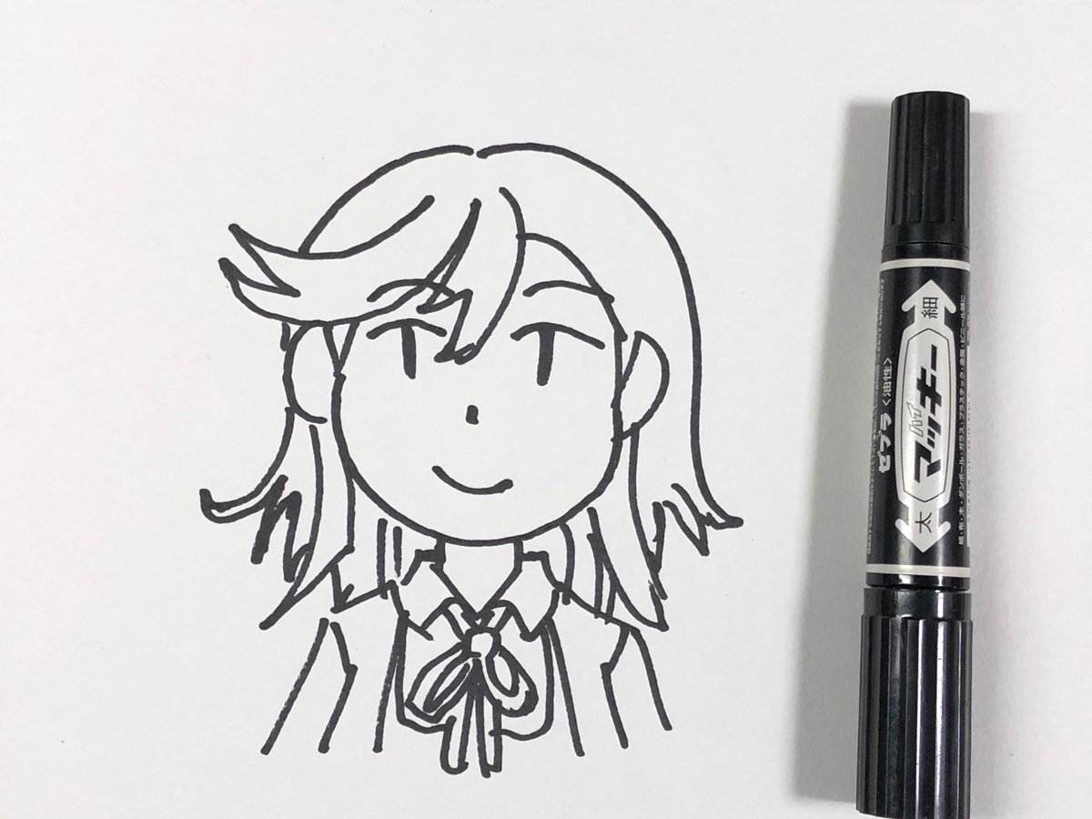 あと昨日の生放送見て、実際どんなもんなのかマジック一発描きで、かのんちゃん描いてみた。
1枚目が1分、2枚目が10分くらい。
見てる以上にこの太さのマジックで描くの難しい?
あと描き出す勇気に時間かかる? 
