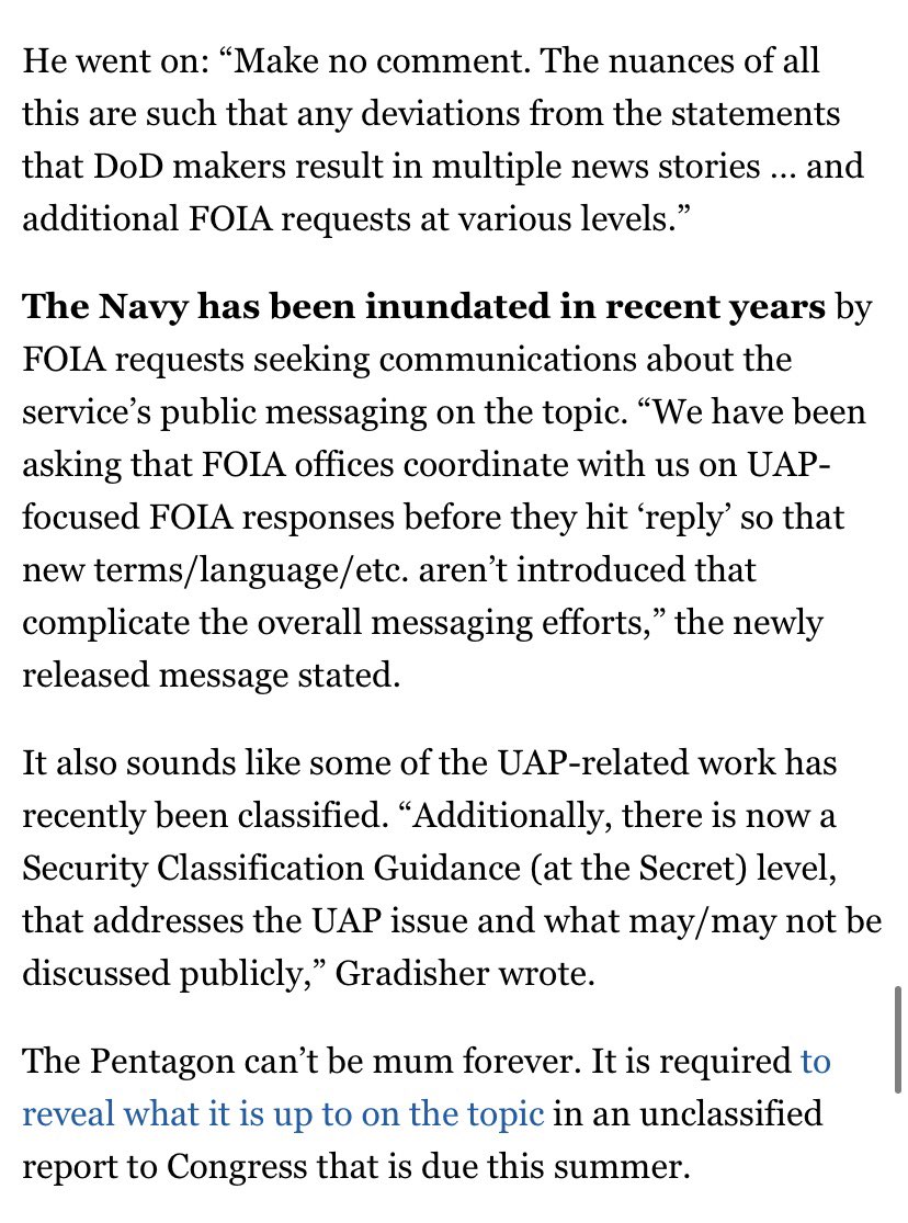 ActivistUAP's tweet photo. Important coverage by Bryan Bender on the #MakeNoComment issue. https://t.co/LCnpsT8CwU