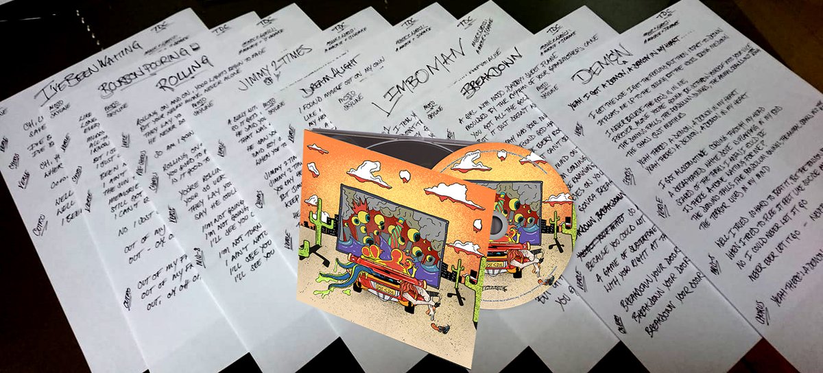 As of today, you can pre-order Mojo Skyline on CD and get a Mojo Skyline lyrics sheet for one track, handwritten personally by one of us!✍️💿

Highly collectable and each one totally unique! Limited to 100 so act fast if you want one!⚡

Pre-order now at earache.com/thedustcoda🌵
