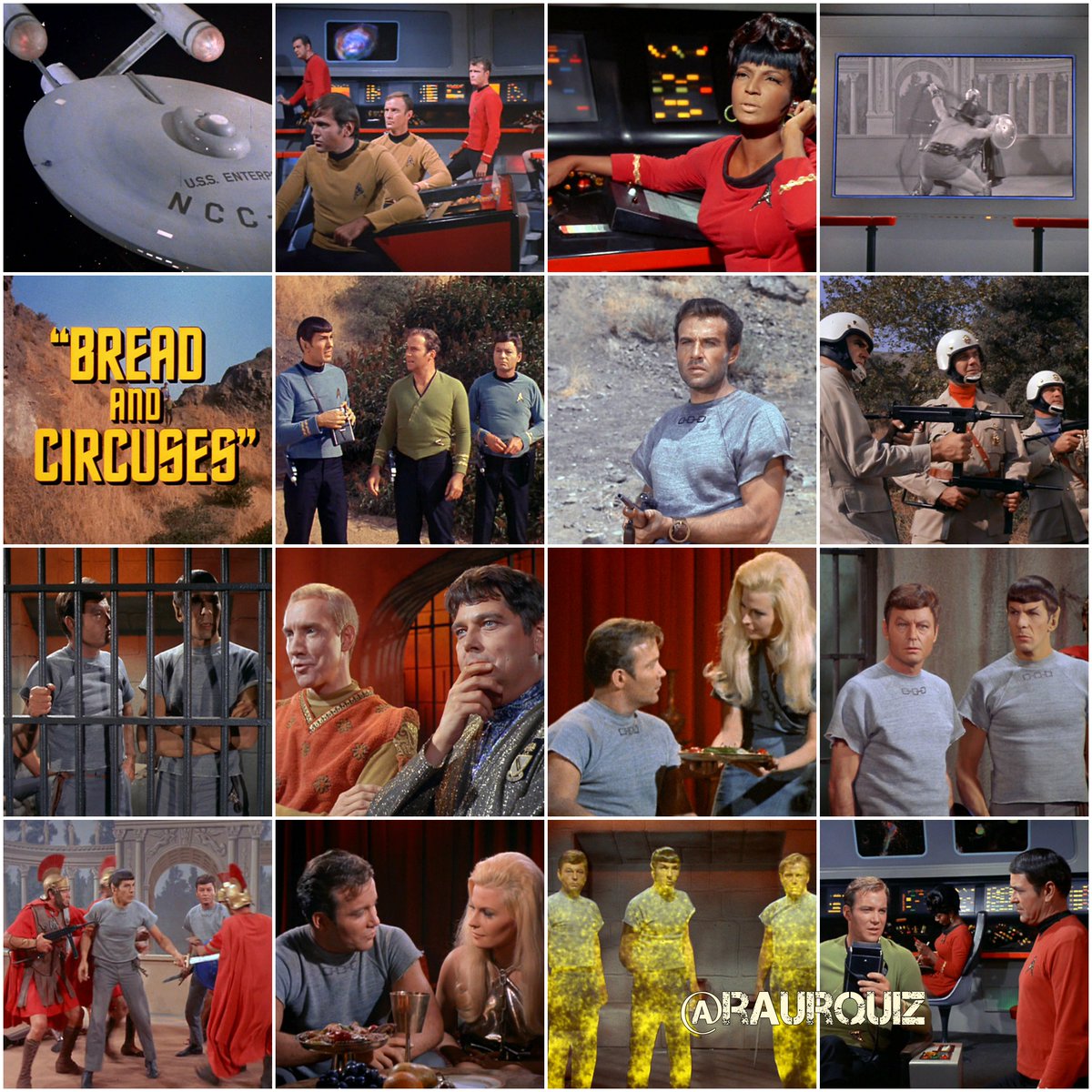 raurquiz's tweet photo. #otd #startrek #BreadandCircuses #kirk #spock #mccoy #bones #uhura #sulu #chekov #scotty #merik #claudius #septimus #flavius #maximus #drusilla #startrek54 @TrekMovie @TrekCore @StarTrek @StarTrekOnPPlus @WilliamShatner https://t.co/s6zNDEbyXr
