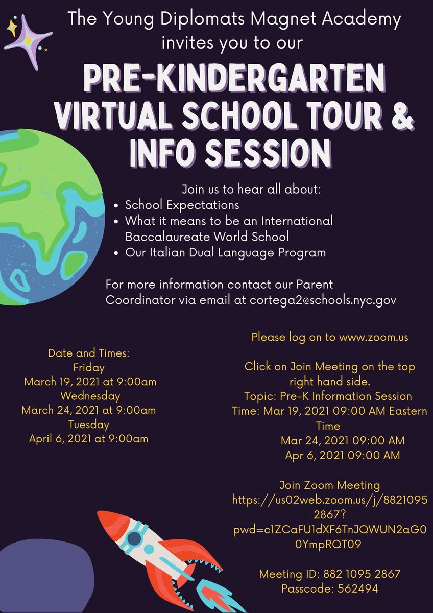 YDMA_PS242's tweet photo. YDMA will be hosting Pre-K information sessions! #Joinus #IBphilosophy #Italianduallanguage Learn all about what our school has to offer and more! I hope to see you there! @AnnavaleriaGua2 @Matteosmummy @BeneScaMou @ffaddany @NYCSchools @CEC3NYC @iborganization @ItalyinNY https://t.co/nRw5EJm1sp