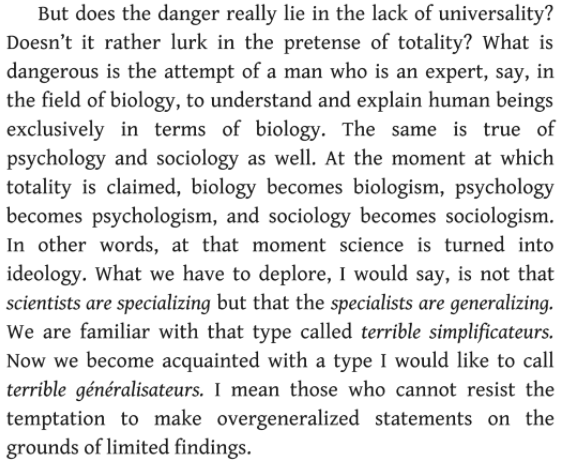 LoganBSomething's tweet image. Viktor Frankl on one-dimensional explanations of complex phenomena that are drawn from the frames, models, and methodologies of a single discipline.