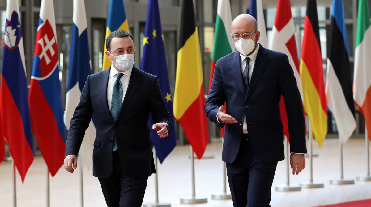 Met <a href="/CharlesMichel/">Charles Michel</a> &amp; reaffirmed <a href="/GovernmentGeo/">Georgian Government</a>'s commitment to stabilize the political situation through constructive dialogue. 🇬🇪 highly appreciates the involvement of your personal representative <a href="/DanielssonEU/">Christian Danielsson</a>, which confirms the strategic importance of 🇬🇪 on 🇪🇺's agenda.