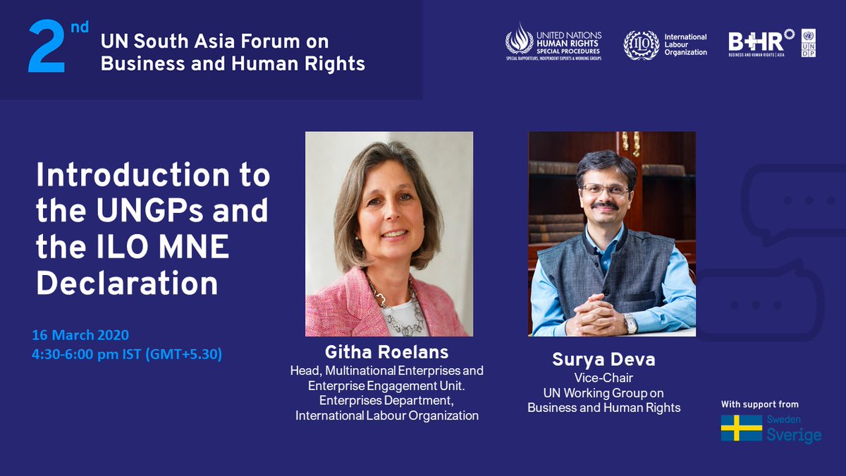 This interactive session will enable participants to the 2nd UN South Asia Forum on Business and Human Rights to better understand the approach highlighted in the subsequent substantive sessions focusing on different business and human rights issues in South Asia.