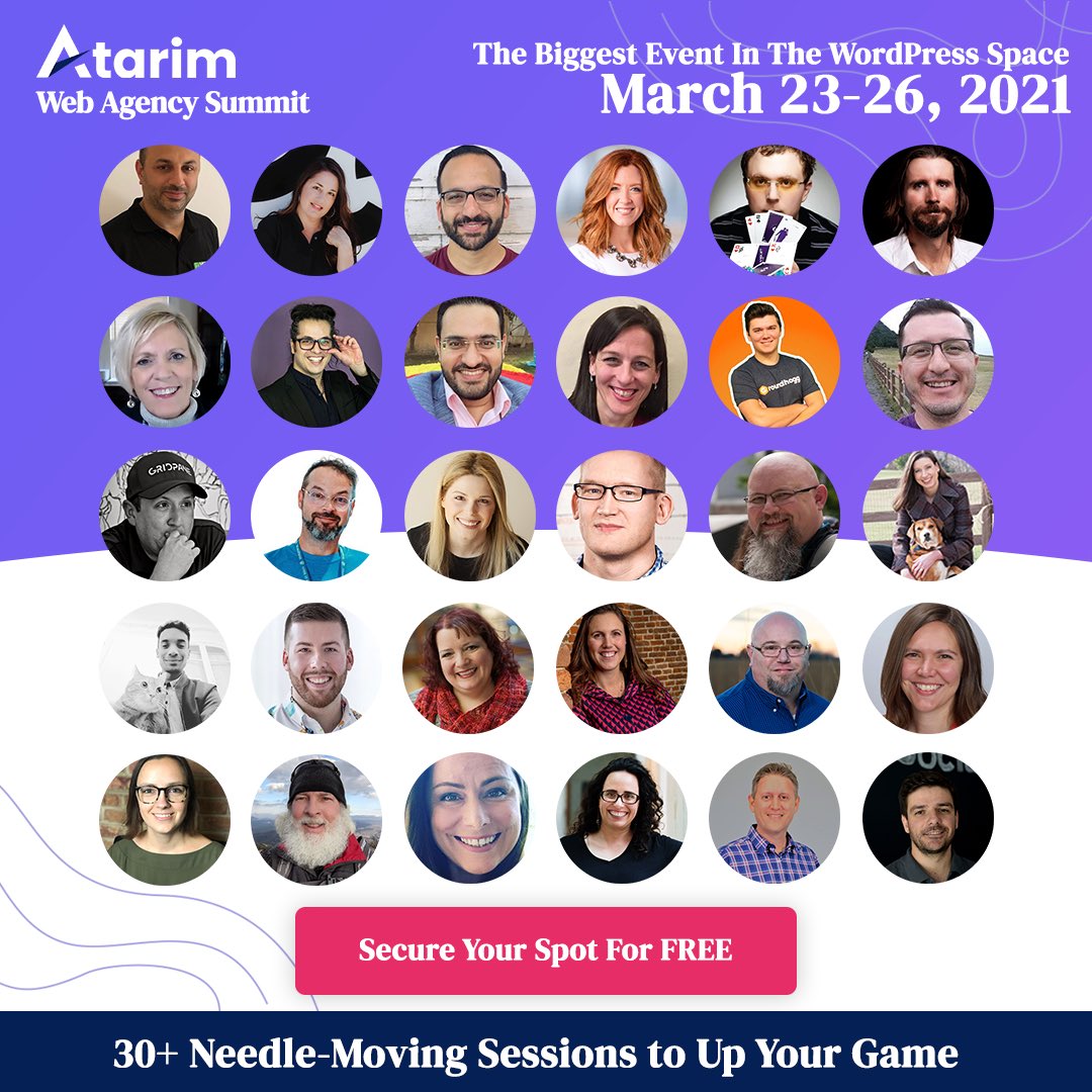 Next week!
Atarim.io/summit

<a href="/melissarachlove/">Melissa@TheDesignSpace</a> <a href="/mpmike/">Mike Demo 🏳️‍🌈</a> <a href="/ChrisBadgett/">Chris Badgett - WordPress eLearning Entrepreneur</a> <a href="/wpmodder/">Adam W. Warner 👋 Let’s chat. DMs open.</a> <a href="/chrislema/">Chris Lema</a> <a href="/adriantobey/">Adrian Tobey</a> <a href="/rodela_wp/">Matthew Rodela: WordPress WaaS-vangelist</a> <a href="/michelleames/">Michelle Frechette</a> <a href="/topher1kenobe/">topher1kenobe</a> <a href="/tejones/">Todd E Jones</a> <a href="/BethLivingstoNC/">Beth Livingston</a> <a href="/miriamschwab/">Miriam Schwab</a> @wpdavidv <a href="/ChipEdwards4/">Chip Edwards: Your Brand on Smart Speakers</a> <a href="/thomas_fch/">Thomas Fanchin</a> <a href="/DonataSkillrud/">Donata Skillrud</a> <a href="/idavinder/">Davinder Singh Kainth</a> <a href="/KristinaRomero/">Kristina Romero</a> <a href="/OviNegrean/">Ovi Negrean</a>