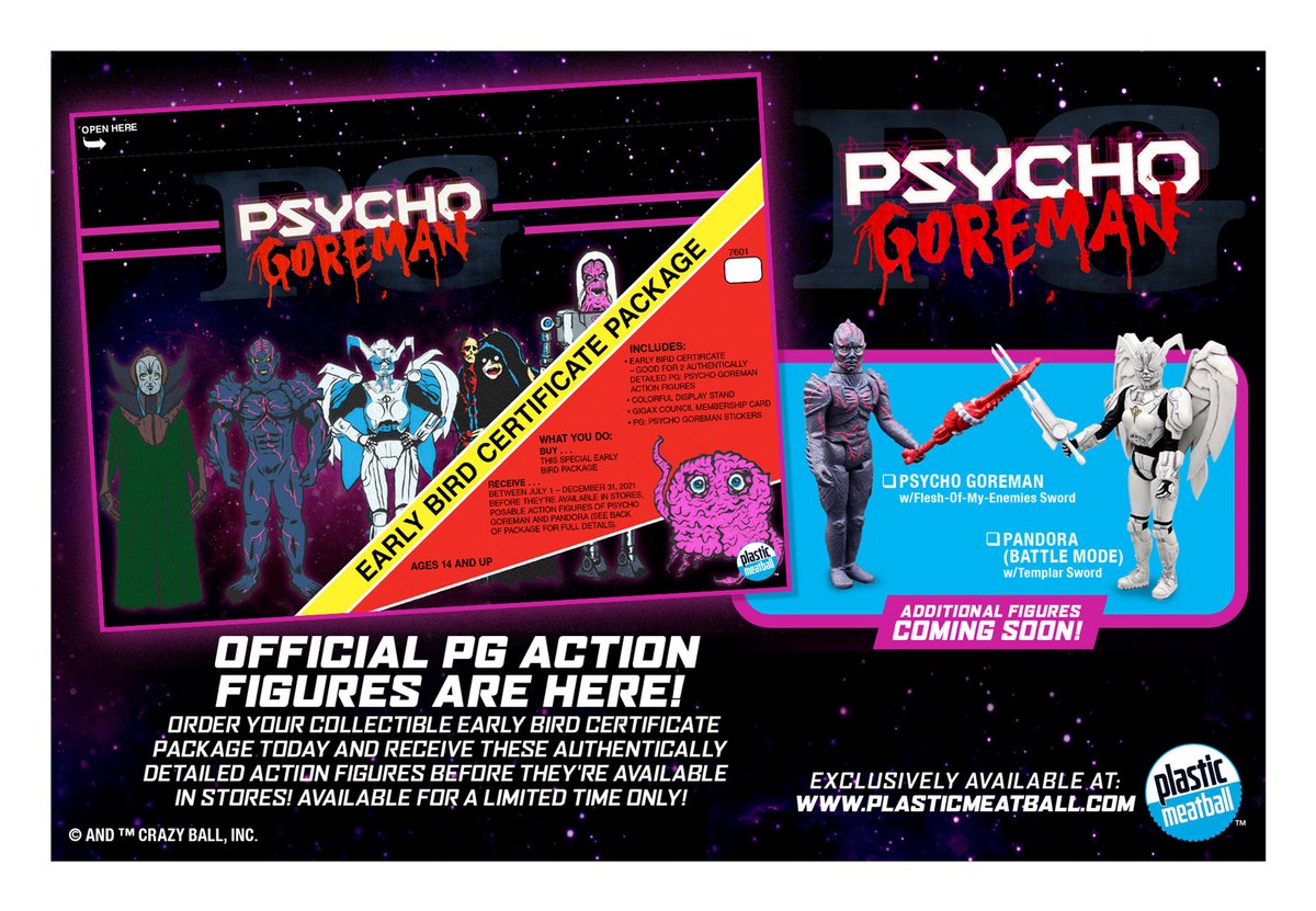 Tomorrow - It's "PG 3:16!" Our #PsychoGoreman "Early Bird" Action Figure set of #PG and #Pandora goes up for made to order pre-sale, along with other great merch! Should be up between 9 and 10am PT.
.
.
#actionfigures #toycollecting #horror #horrortoys #toydesign #retro #hunkyboy