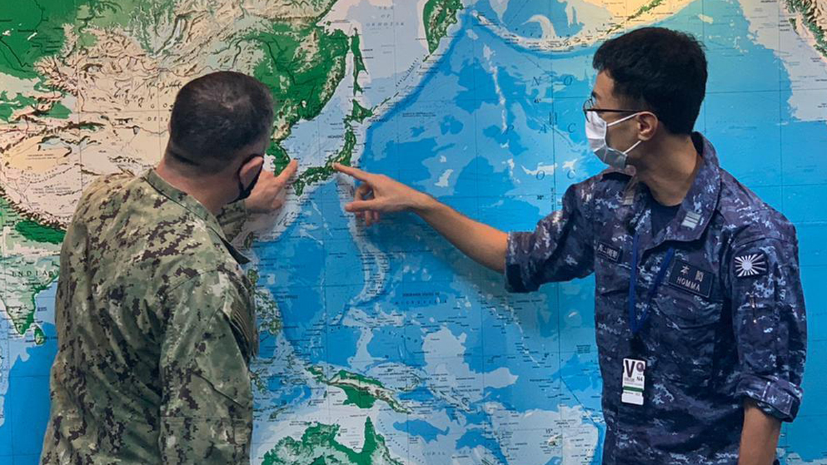 USPacificFleet's tweet photo. New Japan Maritime Self-Defense Force liaison officer position on @COMLOG_WESTPAC staff helps enhance logistics interchangeability: https://t.co/Tr3dcPYyGI #NavyPartnerships #CTF73 https://t.co/dHe8BQtt8d