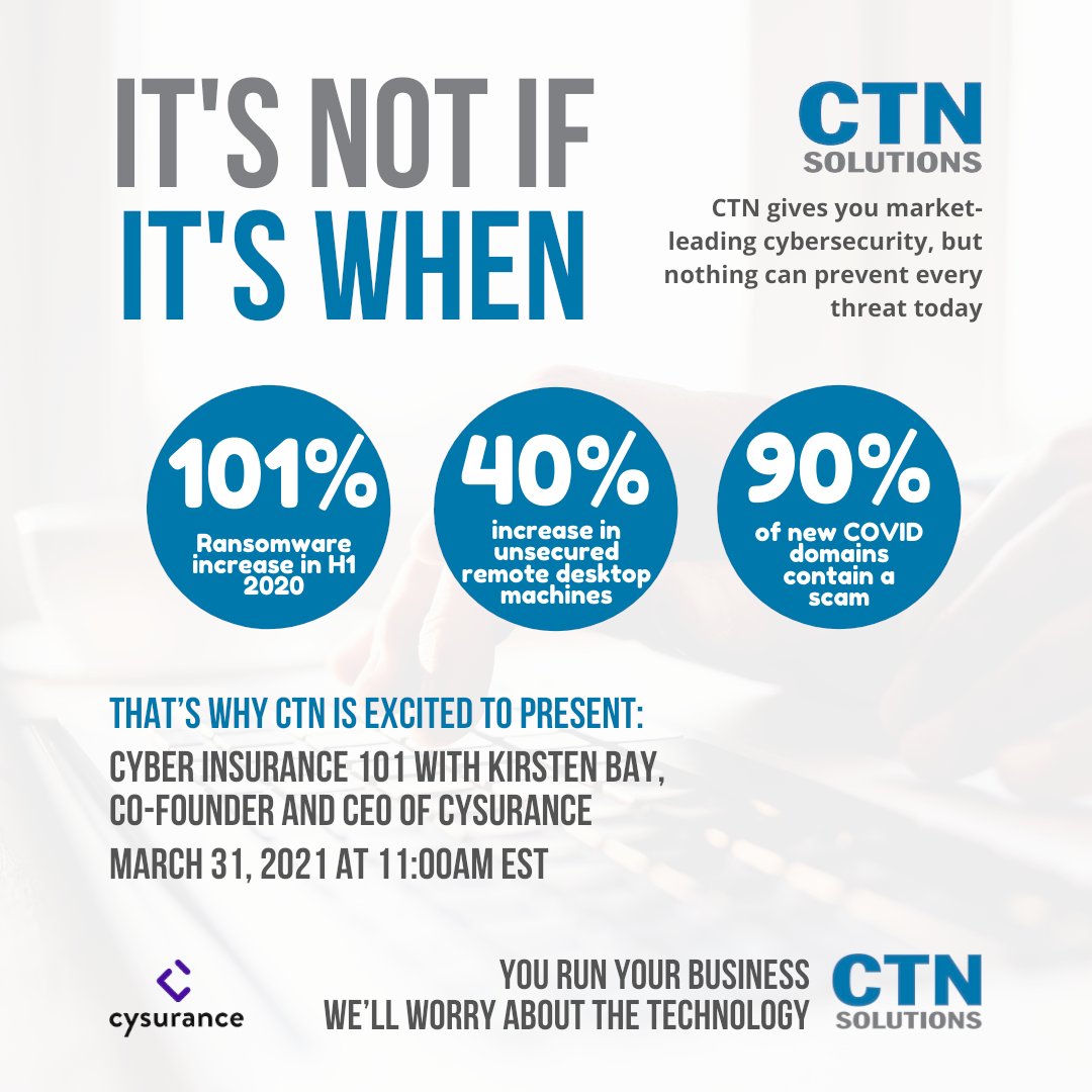 CTNsolutions's tweet image. CTN Presents a Webinar on Cybersecurity dlvr.it/RvhQns