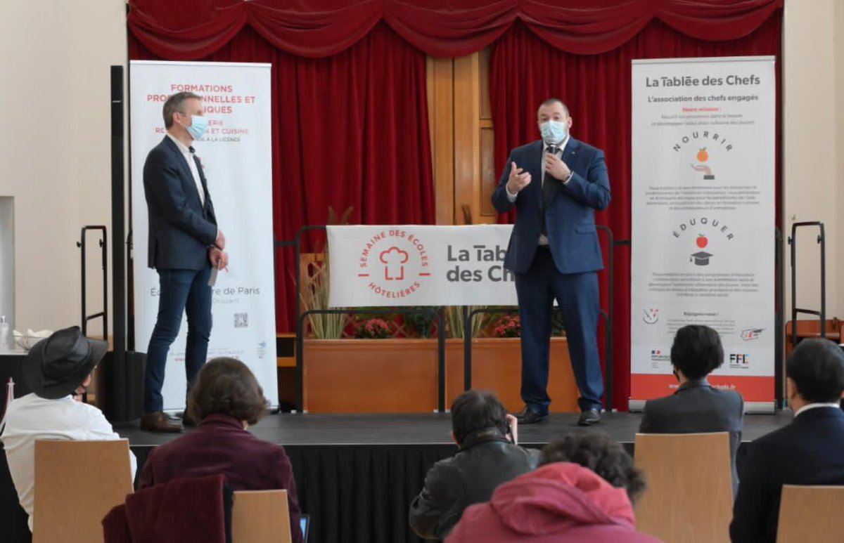 Lancement de la semaine des écoles hôtelières initiée par <a href="/LaTableeChefsFr/">La Tablée des Chefs France</a>  aux côtés de la Ministre <a href="/sarahelhairy/">Sarah EL HAÏRY</a> et de la marraine de l’opération <a href="/JuliaSedefdjian/">Julia sedefdjian</a> 
 1300 jeunes 56 écoles 10000 repas pour l’aide alimentaire. Éducation et solidarité de belles valeurs.