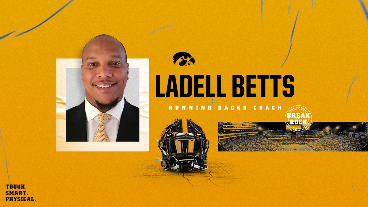 HawkeyeFootball's tweet photo. We’re excited to welcome back @LadellBetts46 as our running backs coach!!

🔗: https://t.co/lK0n6sUXr5

#Hawkeyes https://t.co/60hCwIV24Q