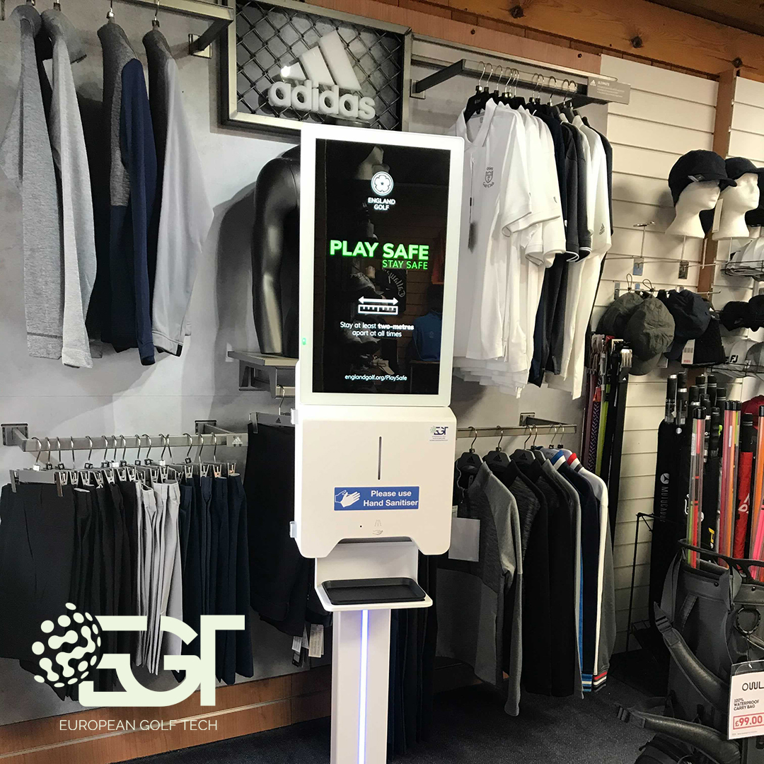 Euro_Golf_Tech's tweet photo. Installation has started for our next batch of hand sanitiser units with @otleygolfclub receiving theirs today. Displaying guidance information from @englandgolf and @ukgovofficial. The screens also display club web pages, social feeds and live leaderboards for your competitions. https://t.co/qXx85HMlsh