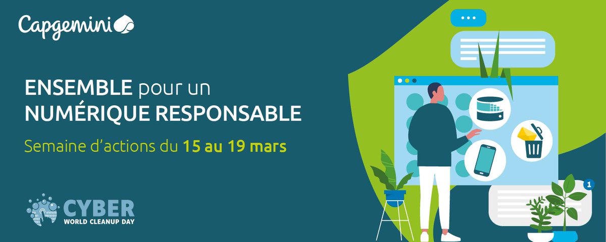 CapgeminiEngFR's tweet photo. #CyberWorldCleanupDay : Plusieurs défis pour un #numérique responsable cette semaine, restez connectés pour les relever avec nos collaborateurs ! #EnsemblePourUnNumériqueResponsable #CWCUD #Engagement #GreenIT #RSE https://t.co/SDIwMy0PZb