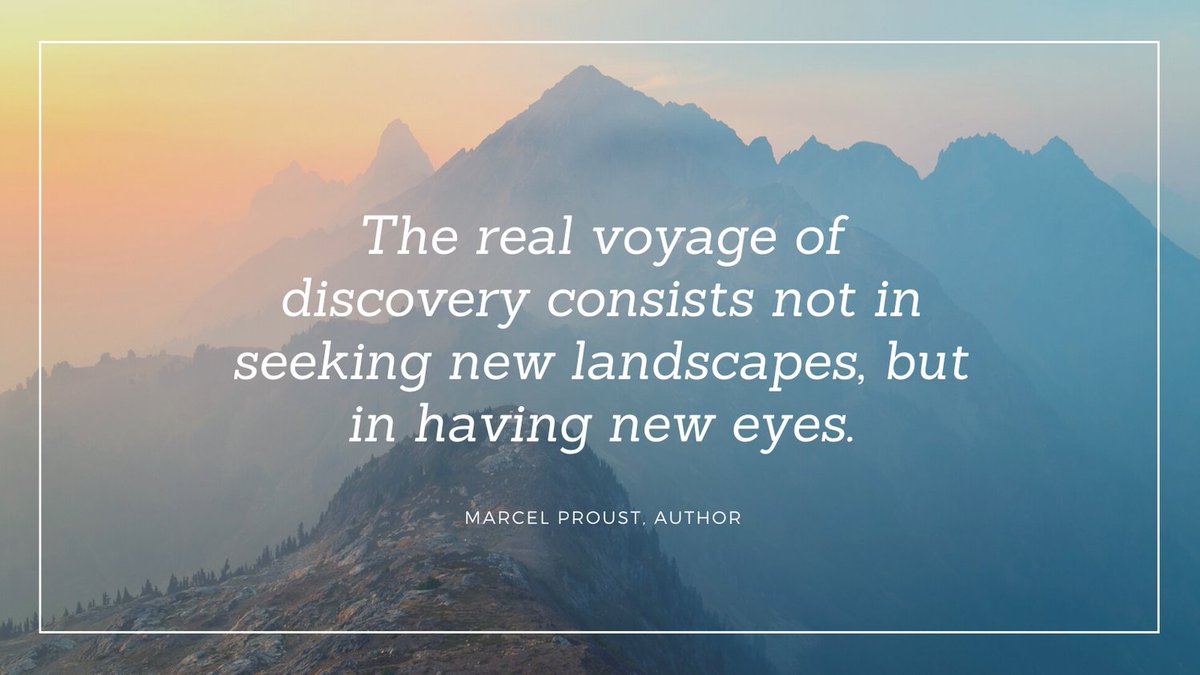 juntomtl's tweet photo. The real voyage of discovery consists not in seeking new landscapes, but in having new eyes.
Marcel Proust

#MarcelProust https://t.co/ESvnk2MmKn