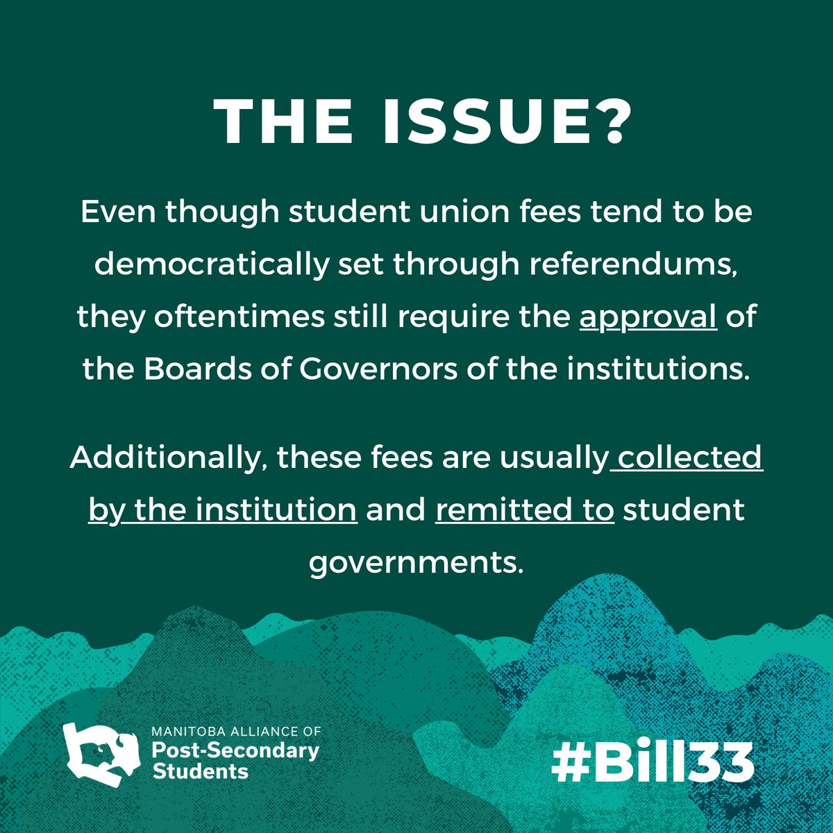Here’s a look at what #Bill33 is &amp; why gaps remain⬇️ We must ensure the proper protections are in place to preserve a meaningful autonomy for student governments as <a href="/minewasko/">Hon. Wayne Ewasko 🇺🇦</a> has promised. Not only this, but we must also advocate for crucial services to be preserved across #PSE.
