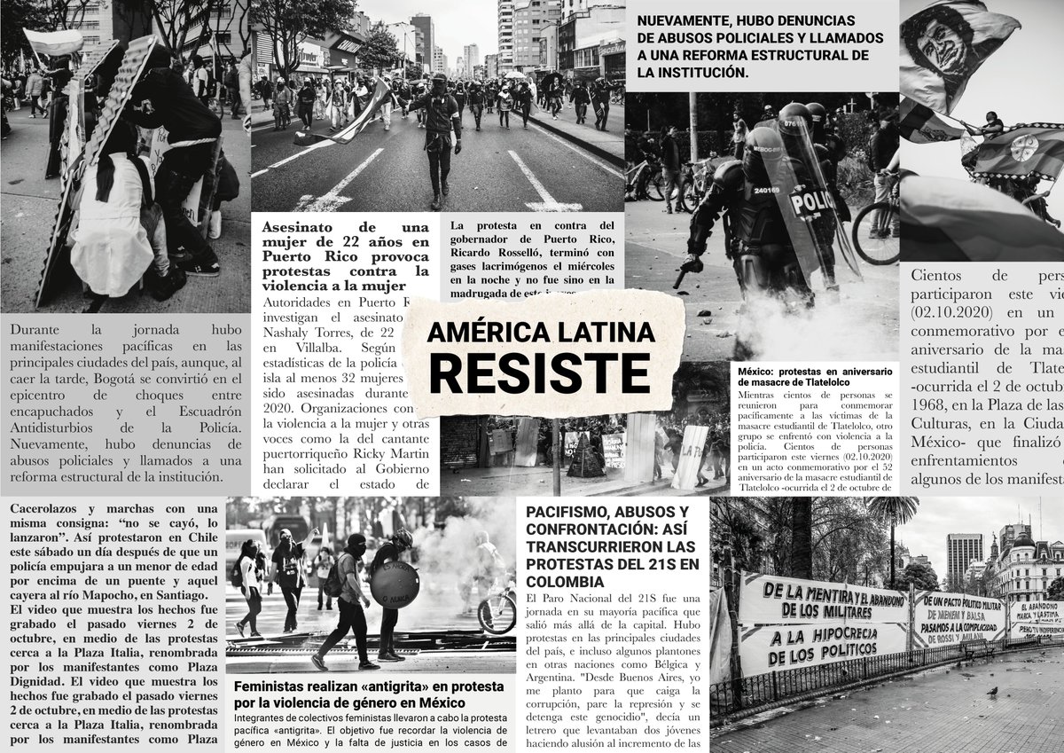 RColectiva2L's tweet photo. América Latina Resiste: esta galería es una conmemoración a la ola de protestas y la digna rabia que movió a los pueblos latinoamericanos y del Caribe durante 2019 https://t.co/pBwEn18rgr
