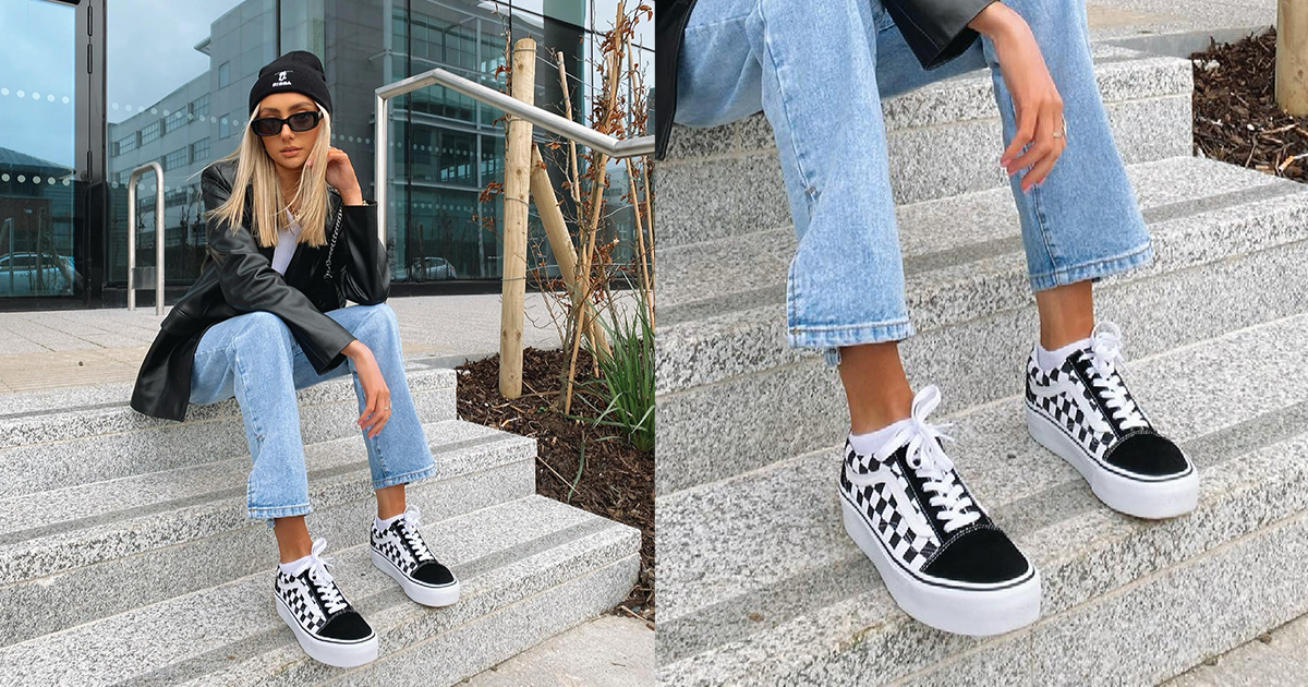 schuh on X: "STYLE? CHECK. ♟ @chloexloughlin wears the Vans Old Skool  Platform Checkerboard. https://t.co/zybsvZPVXW" / X