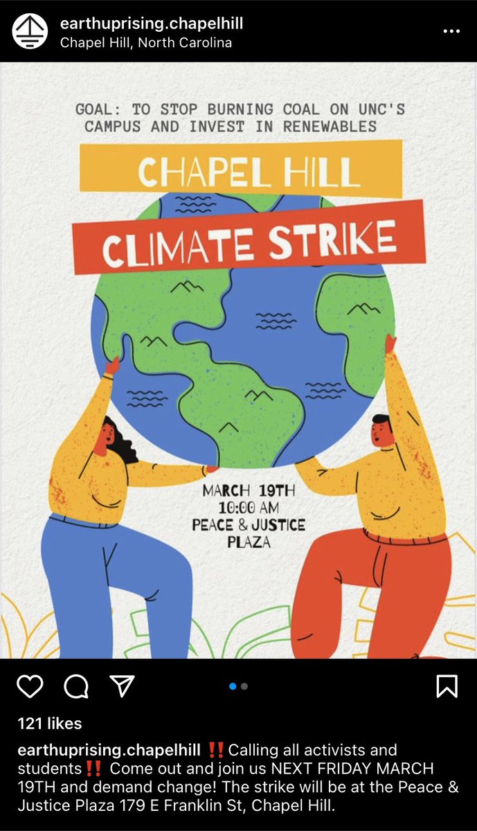unc_ydsa's tweet photo. Come out this friday &amp; follow our friends on instagram @ earthuprising.chapelhill https://t.co/JRYBRyCO9a