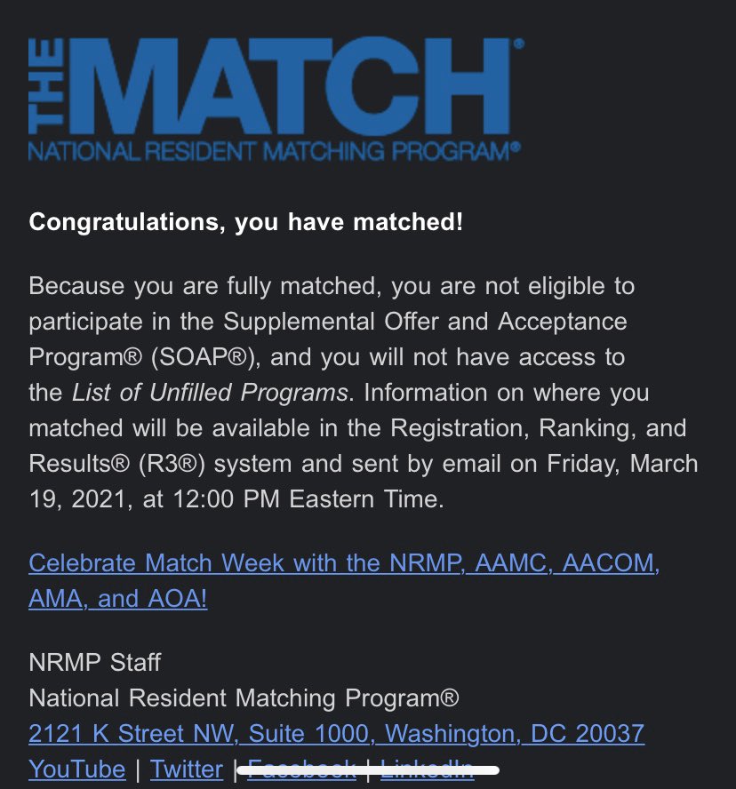 Y’all. Y’ALL! 🙌🏾😩 
#GenSurgMatch2021 
#ILookLikeASurgeon 
#Blessed