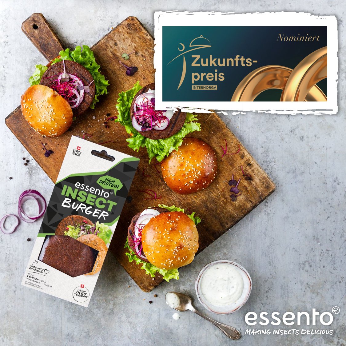 essentofood's tweet image. Und der INTERNOGA #zukunftspreis geht an... 
wen anders als uns: Unsere Glückwunsche an Yuu&apos;n&apos;Mee!

Wir freuen uns sehr, dass wir unter den finalen Top 3 waren, ein grosses Zeichen, dass wir auf dem richtigen Weg sind. Den Pokal holen wir uns ein anderes Mal 😉

#poweredbyinsects