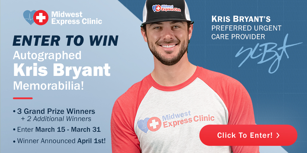 Midwest Express Clinic on X: Midwest Express Clinic's brand ambassador, Kris  Bryant, has provided us with select signed memorabilia, and now's your  chance to win! Enter our contest today and you could