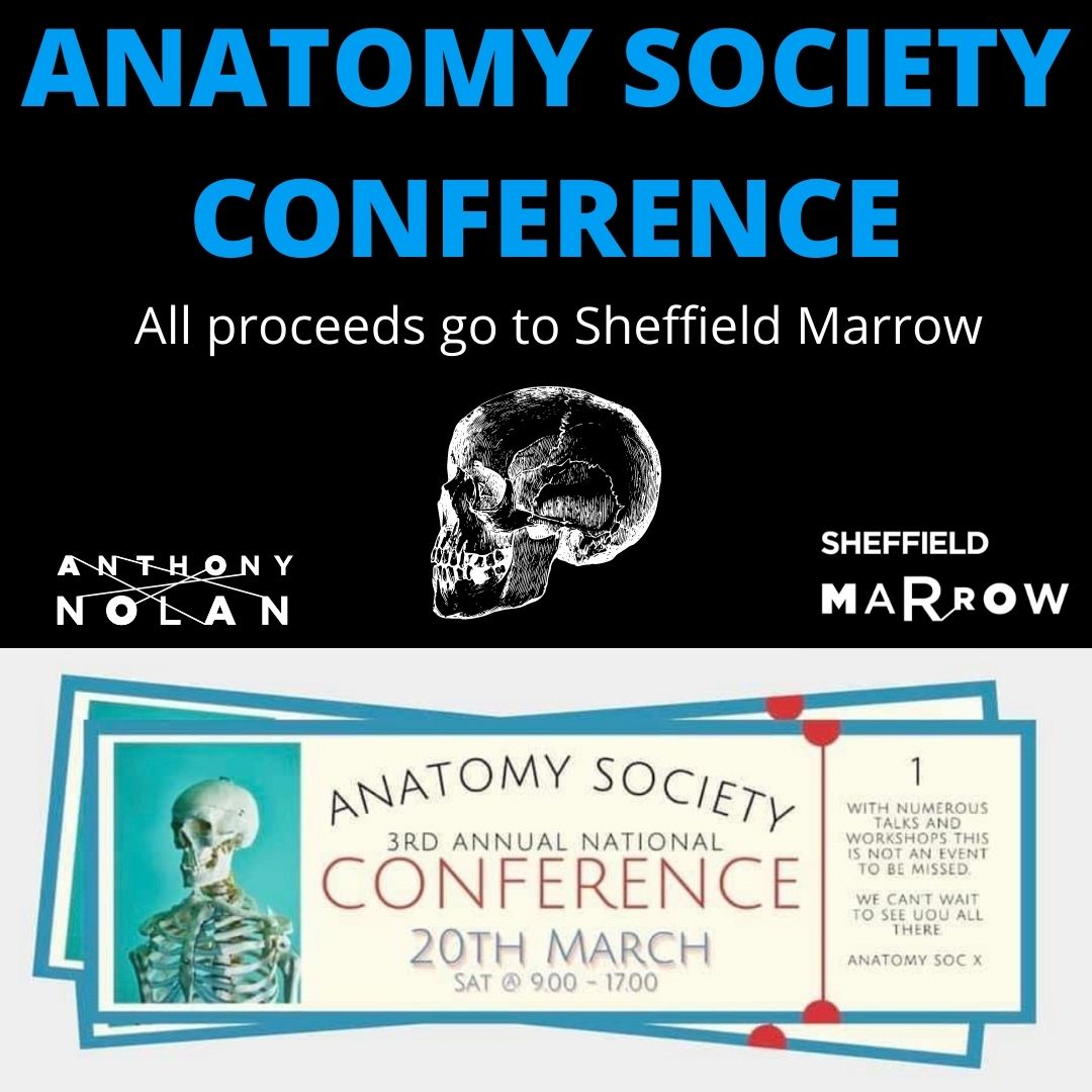 Sheffield Marrow (@sheffieldmarrow) on Twitter photo Tickets are LIVE for Sheffield Anatomy Society's 3rd Annual National Conference!
Tickets: £2.50 for members and £5 for non-members! Please include your name with your donation, and email a screenshot to their treasurer, lmoconnor1@sheffield.ac.uk.
Donate: justgiving.com/fundr.../anato… Tickets are LIVE for Sheffield Anatomy Society's 3rd Annual National Conference!
Tickets: £2.50 for members and £5 for non-members! Please include your name with your donation, and email a screenshot to their treasurer, lmoconnor1@sheffield.ac.uk.
Donate: justgiving.com/fundr.../anato…