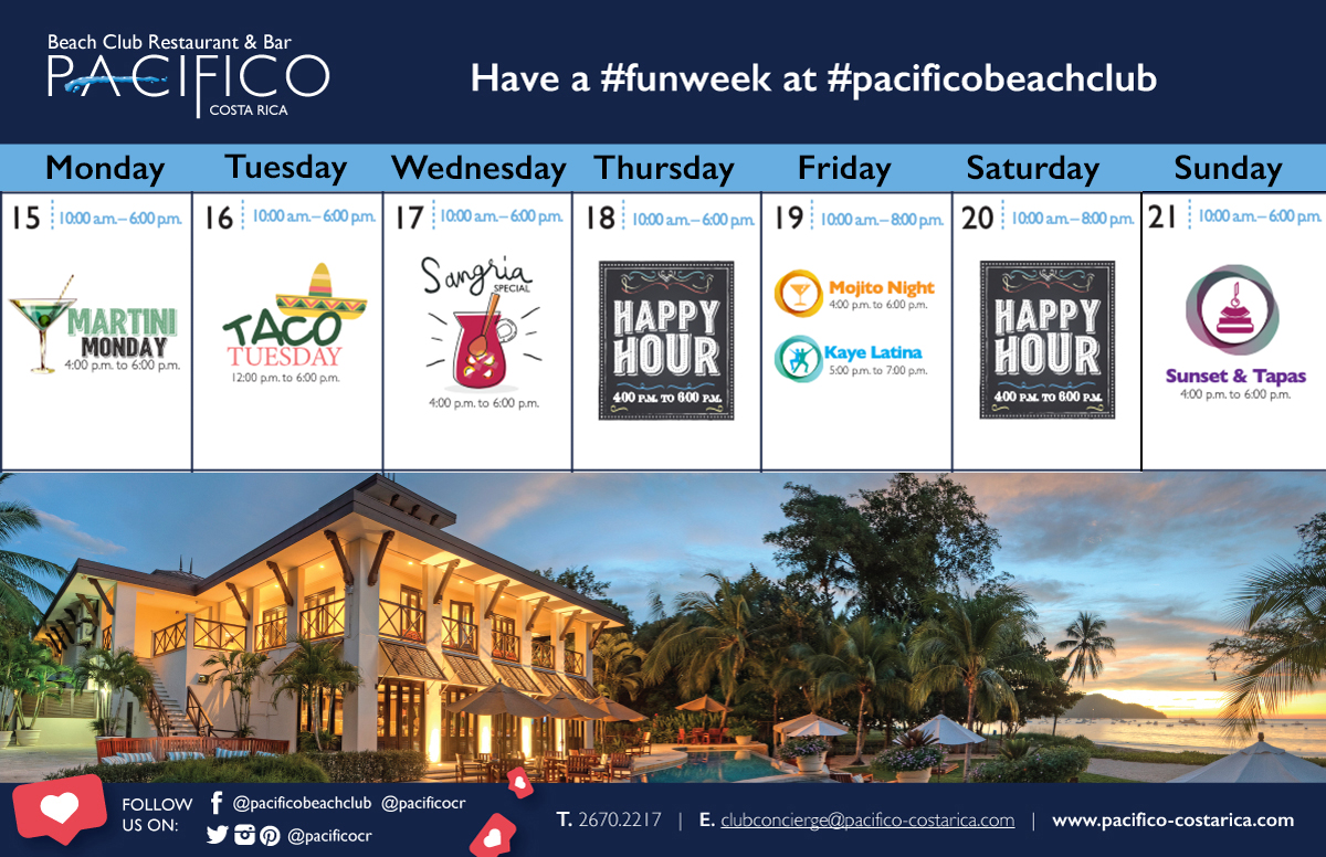 PACIFICOcr's tweet photo. Have a great week enjoying our specials!  #monday #mondaymotivation https://t.co/R4DT33D2SN