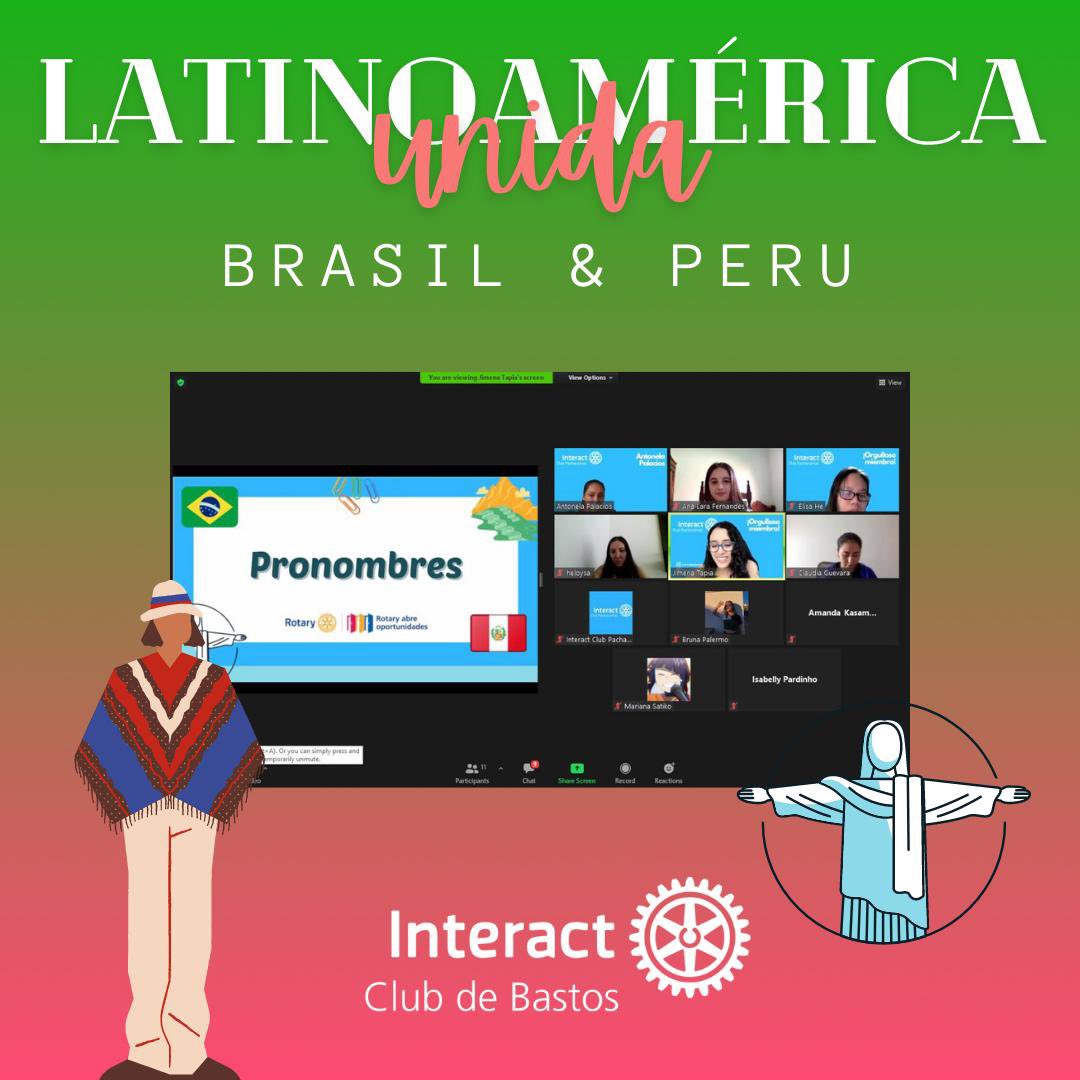 interactbastos's tweet photo. Durante todo o mês de fevereiro, realizamos o projeto “Latinoamérica Unida”, em parceira com o Interact Club de Pachacamac, Peru. No qual se baseou em ensinarmos um pouco de português para eles, e, eles, espanhol para nós! ++++ https://t.co/zQE8O2WGfO