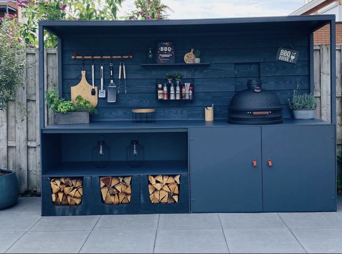 I don’t know about you but this homeowner has built the ultimate back yard bbq kitchen in my opinion. Is there somewhere you’d put this on your property? #thinkingofsummer #backyardcooking #jonesco