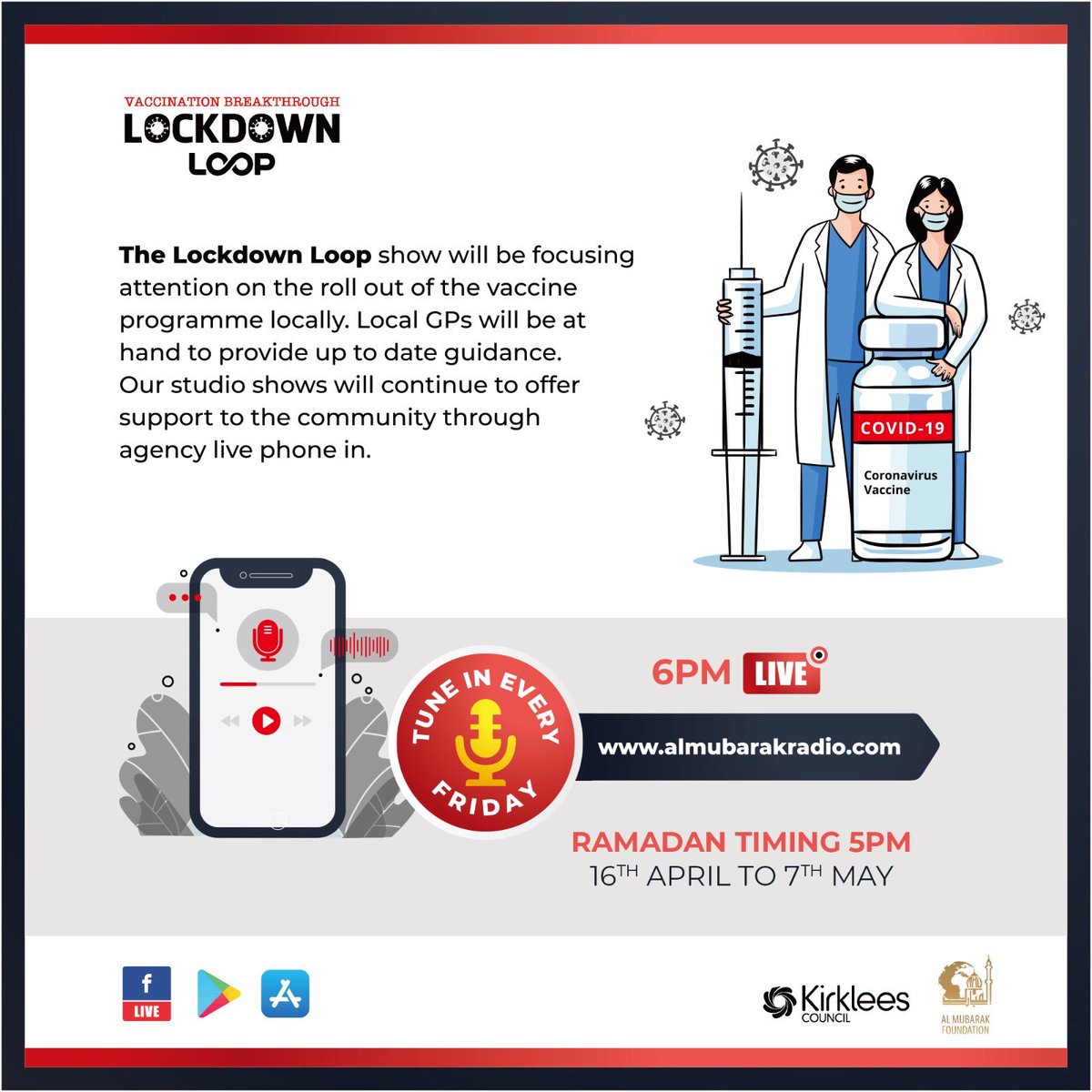 croftmedcentre's tweet image. Tune in every Friday at 6PM to stay in the lockdown loop and to hear what local GP’s have to say about vaccination roll out. #Lockdownloop #CovidVaccine #CroftMedicalCentre