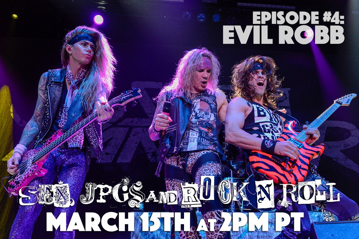 Our FOURTH 'Sex, JPGs and Rock N Roll' virtual photography exhibit kicks off TODAY with @evilrobbnoxious!! Join @MichaelStarrr and Evil Robb for a livestream chat TODAY (Mar 15th) at 2PM PST HERE: bit.ly/SteelPantherSJ…