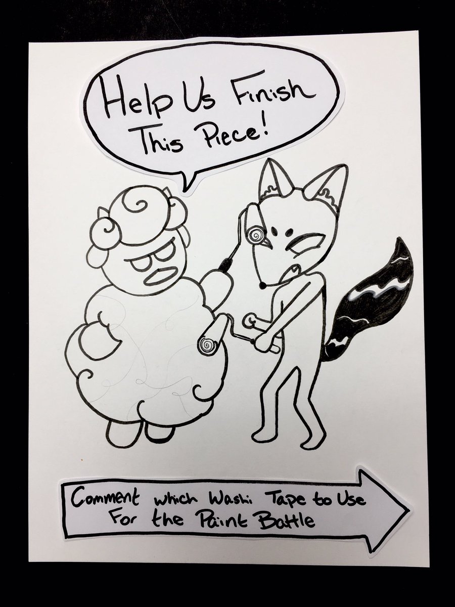 inkplotcomix's tweet photo. Sketch and I are locked in an epic #paintbattle, but it looks like our rollers are empty! Help us choose the ‘paints’ we’re fighting with. Vote in the poll below the number of the #washitape set you want to see us covered in!
#WashiTapeArt #InteractivePost #ChooseOne #PickOne https://t.co/DiaWfLfvij