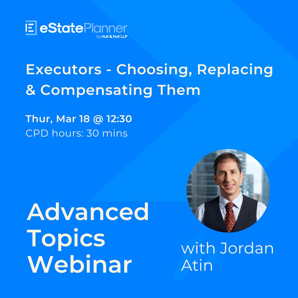 HullPlanner's tweet photo. Who should a client choose as their executor? Should this individual be paid to be an executor? Join us on Thursday, March 18th at 12:30pm (ET). CPD hrs: 30min Sign up: https://t.co/CxWhnkmQIr #estatelaw #estateplanning #estates #wills #canadianlaw #CanadianLawyers https://t.co/iI9POtAQ3C