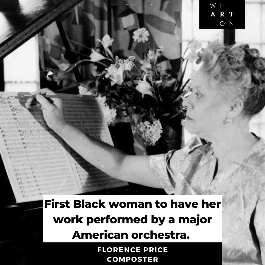 WhartonCenter's tweet photo. In 1933, the Chicago Symphony Orchestra gave the world premiere of Symphony No. 1 by a then little-known composer named Florence Price. The performance marked the first time a major orchestra played music by a Black woman. #WomensHistoryMonth #IntersectionalHistory https://t.co/IJQYcXtw8A