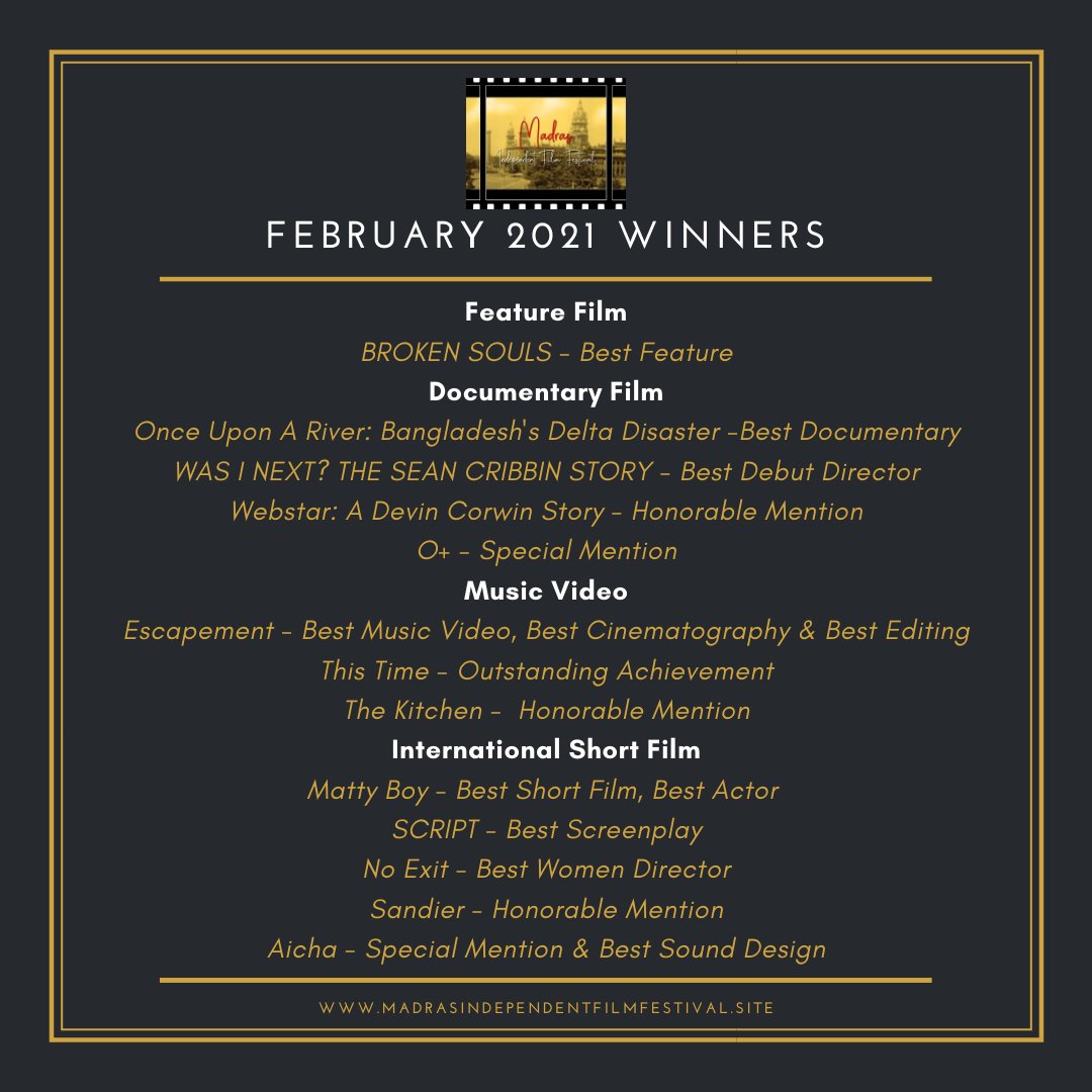 DOPRathinaKumar's tweet photo. Congratulation Winners, Due to server issues we are unable to upload the details in our MIFF official website.

@FilmMadras @FilmFreeway #miff #madrasindependentfilmfestival #awardwinner https://t.co/YvmEIkkoQ3