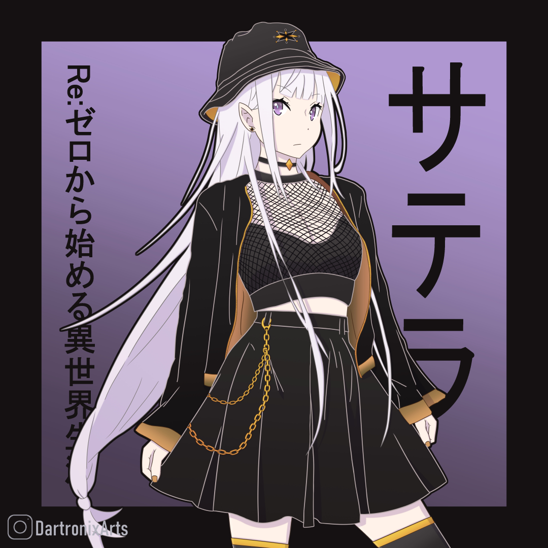 Dartronix Arts Here S My Streetwear Take On Satella サテラ Reゼロから始める異世界生活 Emilia エミリア Rezero Makeover Manga Anime Animeart Mangadrawing Fashion Animewitch Witch Tshirt Waifus Illustration