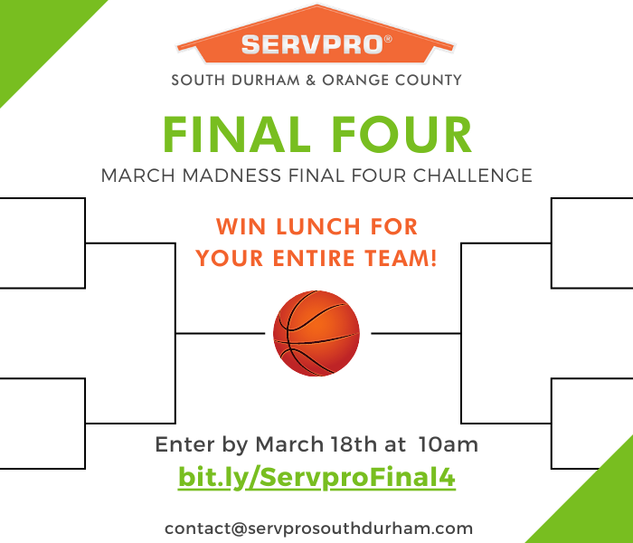 ServproSDOC's tweet photo. Head to: https://t.co/j54T1S3l1Z to submit your final four prediction - winner will receive lunch for their entire work team! 🏀💚 Have other members of your work team submit for their chance to win too.

Terms &amp; Conditions: https://t.co/iCTDf2NUGn https://t.co/jPrzlKFUZl