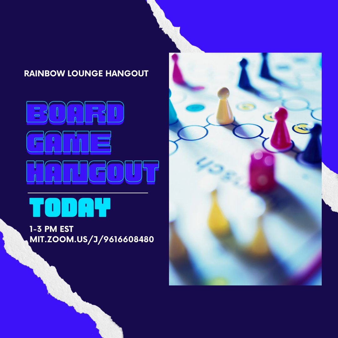 Play a game, a board game, with us today from 1- 3PM EST. 
mit.zoom.us/j/96166084800