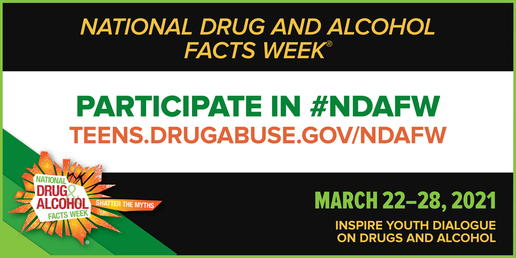 National Drug and Alcohol Facts Week® #NDAFW is a week-long health observance dedicated to providing youth with facts about how drugs and alcohol affect the developing 🧠 and body. Learn how you can participate virtually this year: fal.cn/3e1Db <a href="/NIDAnews/">NIDAnews</a> <a href="/NIAAAnews/">NIAAA News</a>