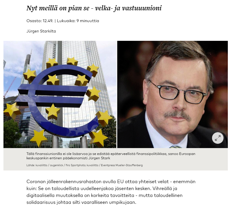 DEuutiset's tweet image. Kritiikkiä elpymisrahastosta on tullut myös tänään – vuorossa Euroopan keskuspankin pääekonomisti (2006–2011) ja tunnettu taloustieteilijä Jürgen Stark
(€)welt.de/wirtschaft/plu…
#elvytysrahasto #elvytyspaketti #elpymisväline