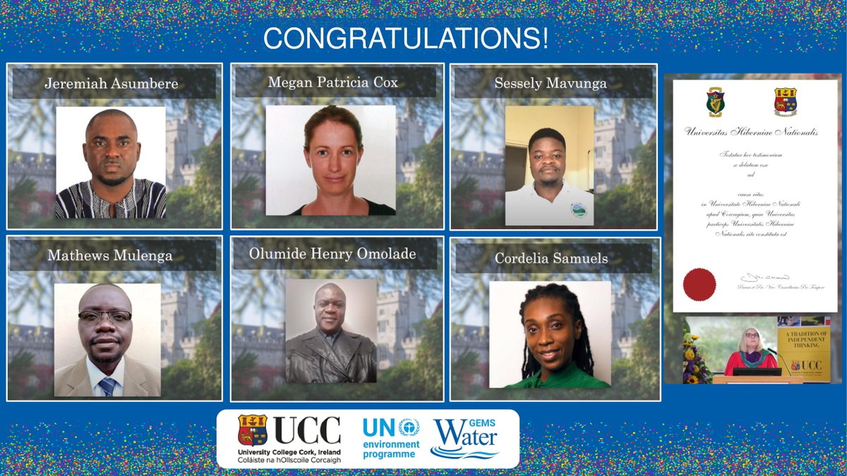GemsWaterCDC's tweet photo. Congratulations to the first MSc Graduates in Freshwater Quality Monitoring and Assessment🎓! It was great to see you all and celebrate, even if online! Huge congrats!🎊 @eriucc @uccBEES @UCC @UN_Water @UN_WWQA @CullotyS @Irish_Aid https://t.co/fLE02HbPDJ
