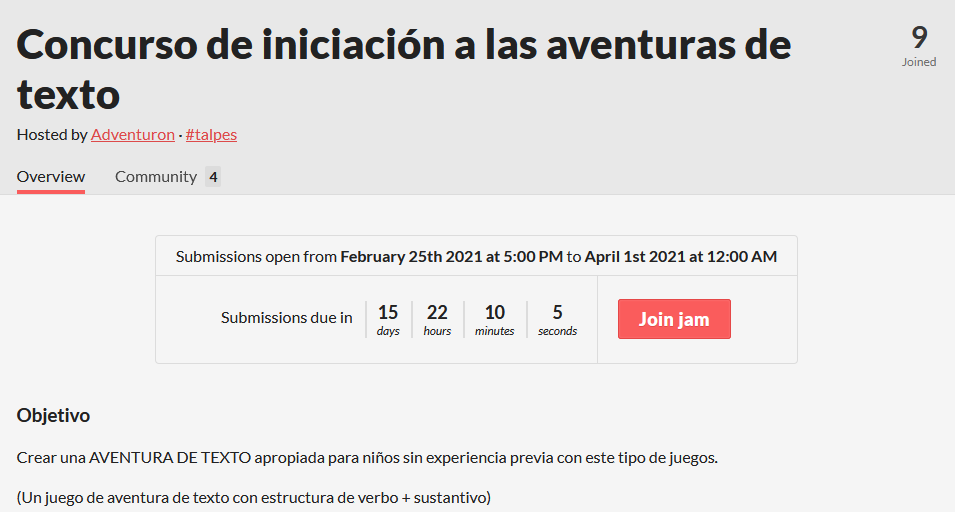 Juanjoide's tweet photo. Ya son... ¡nueve! los inscritos en el Concurso de iniciación a las aventuras de texto, y en dos semanitas se acaba el plazo para presentar los trabajos. 🤩
https://t.co/aHVubQiA6j
#talpes https://t.co/wPpFJNIed9