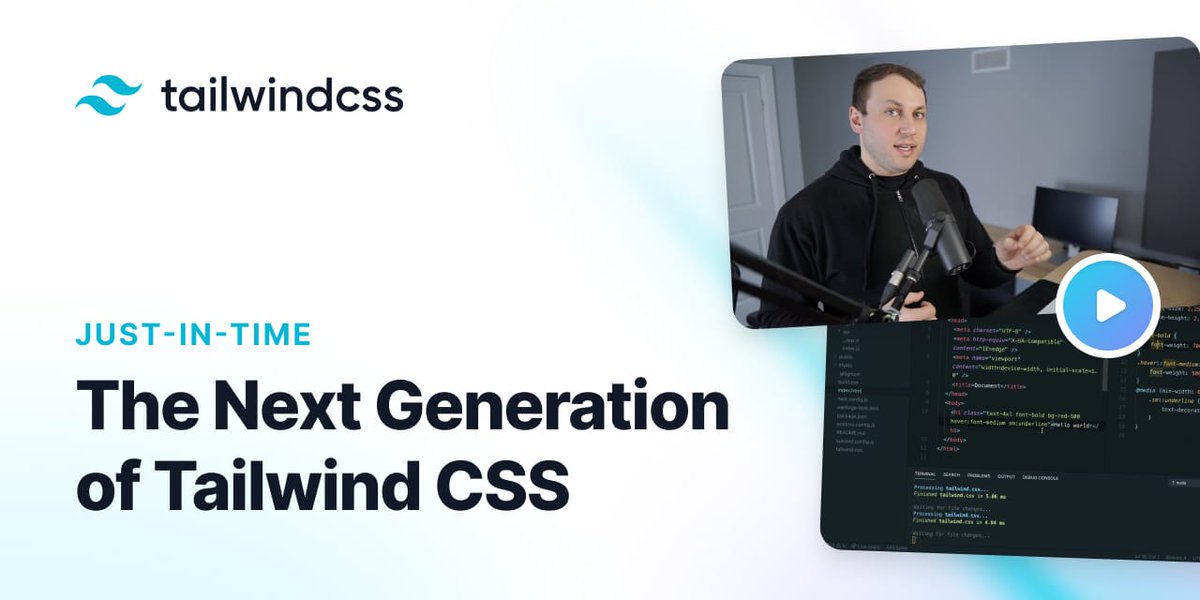 adamwathan's tweet image. 🚀 Excited to share the biggest advancement we've made with Tailwind CSS since the first release back in 2017!
⚡️ A lightning fast JIT compiler
🧁 Never configure variants again
🤸 Write less custom CSS than ever
Watch the announcement 👉
youtube.com/watch?v=3O_3X7…