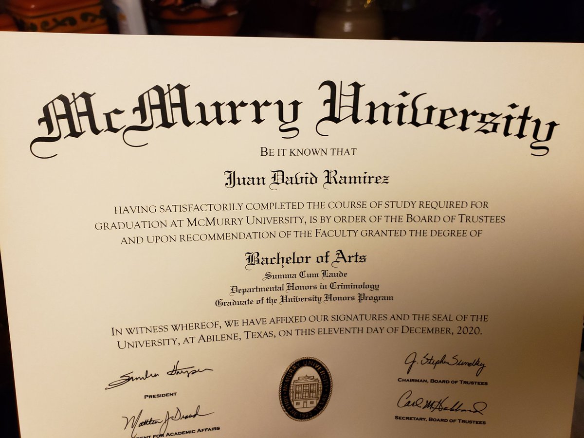 TerryR6566's tweet photo. It's here! Jay received his degree today! And those add-ons sure look awesome...Summa Cum Laude(perfect 4.0 gpa), Dept Honors in Criminology &amp; graduate of University Honors program🏅🎉. #studentathlete #SummaCumLaude #perfect4.0GPA #McMurryUniversity #75🏈 #FAW https://t.co/88WXTF2GX3