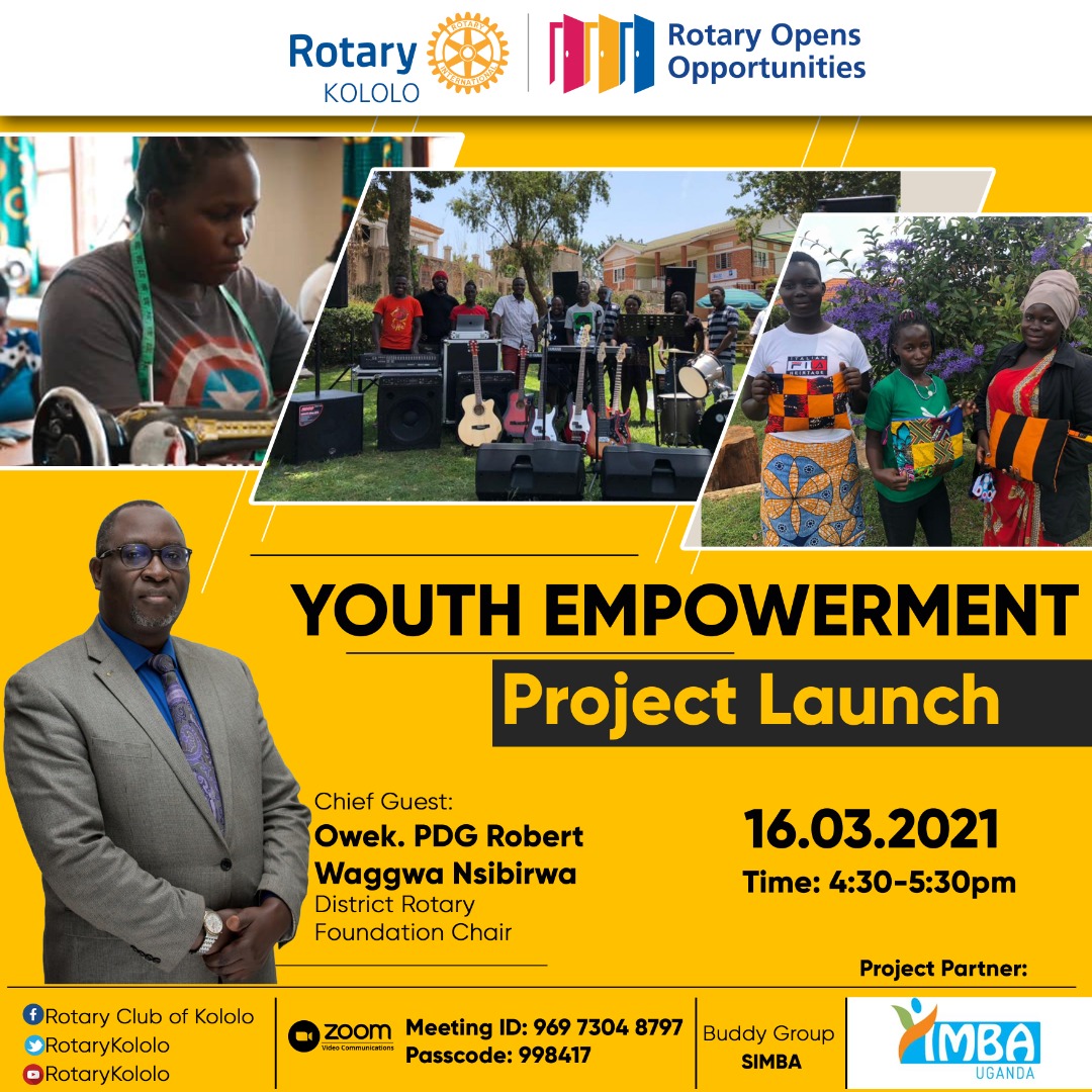 Its a project launch Tuesday!!! Please do join us as we launch the Makindye #Youth Empowerment Project Launch

Join Zoom Meeting
zoom.us/j/96973048797?…

Meeting ID: 969 7304 8797
Passcode: 998417

#ServiceAboveSelf #RotaryOpensOpportunities #Service #Rotary