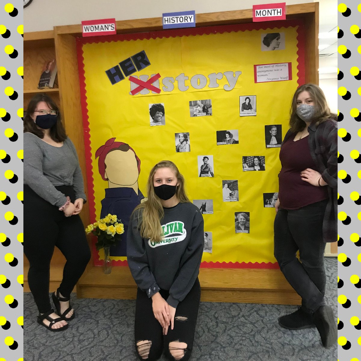 LWCLibrary's tweet image. Check out our Women&apos;s History Month Display!  Library student workers pictured  left to right: Callista Mann, Savanah Koerner &amp;amp; Isabella Deaton. Fantastic job! To see past displays: libguides.lindsey.edu/c.php?g=803983… #womenshistorymonth #herstory #librarystudentworkers #katiemurrelllibrary