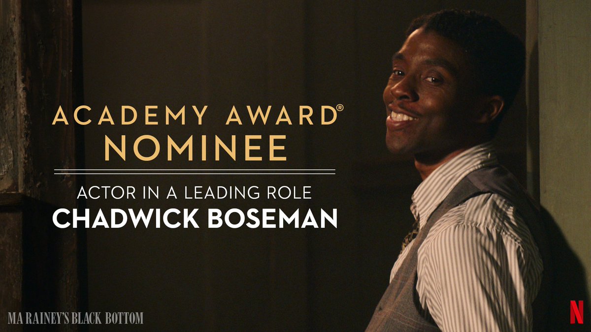 .<a href="/TheAcademy/">The Academy</a> has nominated Chadwick Boseman for Best Actor at this year’s Academy Awards® for his role in #MaRaineyFilm! #Oscars