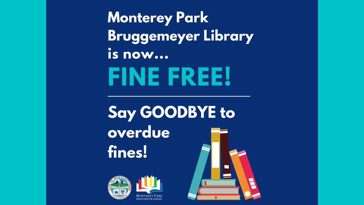 MontereyParkLib's tweet photo. Say goodbye to overdue fines because #MPKLib is FINE FREE!
If you’ve been avoiding the Library because you have overdue materials, now is the perfect time to bring them back without the fear of fines!
The outside book drop is open from 9am on Monday through 6pm on Friday. https://t.co/SYLUkUaTYr