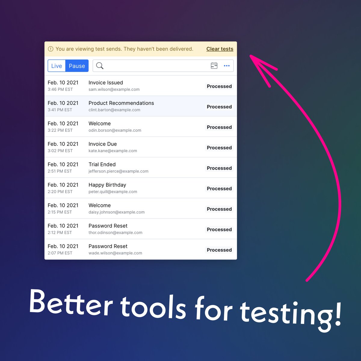 mailclerkapp's tweet photo. 👩‍💻 We’ve just rolled out improvements for seamless development and testing workflows! View test sends during development (including the email content) and easily write automated tests for your codebase.

Check out the docs for more information: https://t.co/e7TPdGbdHB https://t.co/TTw0VjZ8I6