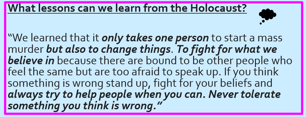 HistoryMearns's tweet photo. Our students are amazing!🌟
When asked 'What lessons can we learn from the Holocaust?' S2 students responded with some incredibly empathetic answers, showing an understanding of the importance of standing up to hatred and discrimination in our society💜@MearnsAcademy @HolocaustUK https://t.co/31PswIhNoU