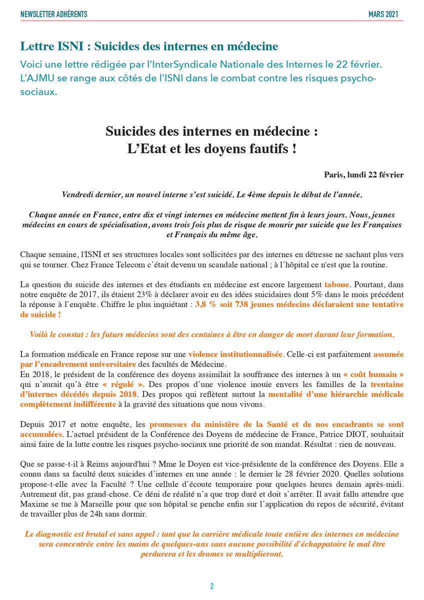 AJMUrgences's tweet image. Notre newsletter (NL) du mois de mars est en ligne !
#desmu #ajmuNL
(1/2)